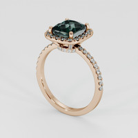 3.24 Ct. Bluish Green Sapphire Ring, 14K Rose Gold 2