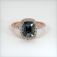 2.26 Ct. Greenish Blue Sapphire Ring, 14K Rose Gold 1