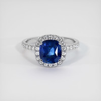 3.01 Ct. Blue Sapphire Ring, 14K White Gold 1