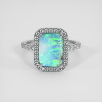 2.68 Ct. Multi Color Opal Ring, 14K White Gold 1