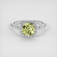 1.79 Ct. Greenish Yellow Sapphire Ring, 14K White Gold 1