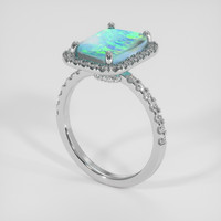 2.68 Ct. Multi Color Opal Ring, 18K White Gold 2