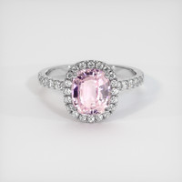 3.07 Ct. Pink Sapphire Ring, 18K White Gold 1