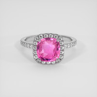 3.25 Ct. Pink Sapphire Ring, 18K White Gold 1