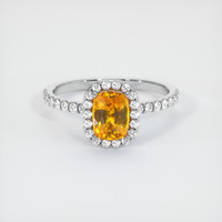 1.14 Ct. Orange Sapphire Ring, 18K White Gold 1