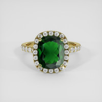 3.64 Ct. Green Tsavorite Garnet Ring, 18K Yellow Gold 1