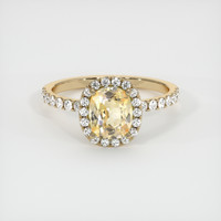 1.45 Ct. Orangish Yellow Sapphire Ring, 18K Yellow Gold 1