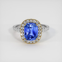 3.07 Ct. Blue Sapphire Ring, 14K Yellow & White 1