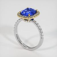 3.07 Ct. Blue Sapphire Ring, 14K Yellow & White 2
