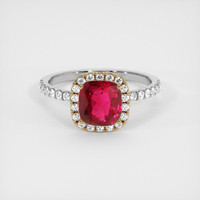 2.16 Ct. Ruby Ring, 14K Yellow & White 1