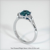 1.19 Ct. Greenish Blue Sapphire Ring, Platinum 950 1