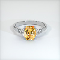 1.16 Ct. Orangish Yellow Sapphire Ring, Platinum 950 1