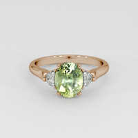2.21 Ct. Yellowish Green Sapphire Ring, 14K Rose Gold 1