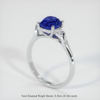 2.04 Ct. Blue Sapphire Ring, 14K White Gold 2