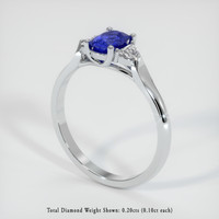 0.76 Ct. Blue Sapphire Ring, 14K White Gold 2