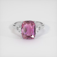 4.45 Ct. Purplish Pink Sapphire Ring, 14K White Gold 1