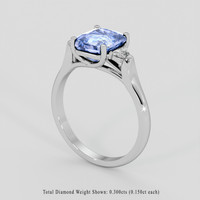 3.54 Ct. Blue Sapphire Ring, 14K White Gold 2