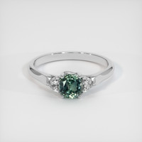 0.86 Ct. Bluish Green Sapphire Ring, 14K White Gold 1