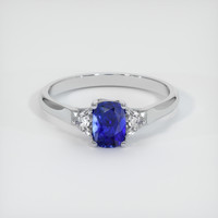 0.76 Ct. Blue Sapphire Ring, 18K White Gold 1