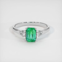 0.74 Ct. Emerald Ring, 18K White Gold 1