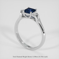 0.76 Ct. Blue Sapphire Ring, 18K White Gold 2