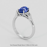3.31 Ct. Blue Sapphire Ring, 18K White Gold 2