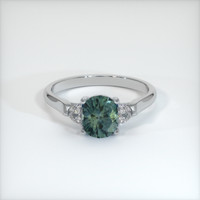 1.19 Ct. Greenish Blue Sapphire Ring, 18K White Gold 1