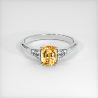 1.16 Ct. Orangish Yellow Sapphire Ring, 18K White Gold 1