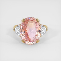 12.01 Ct. Padparadscha Sapphire Ring, 10K Yellow Gold 1