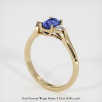 0.99 Ct. Blue Sapphire Ring, 14K Yellow Gold 2