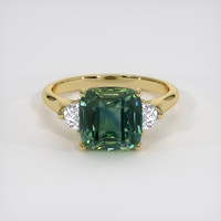 4.51 Ct. Bluish Green Sapphire Ring, 14K Yellow Gold 1
