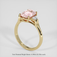 3.06 Ct. Peach Sapphire Ring, 14K Yellow Gold 2