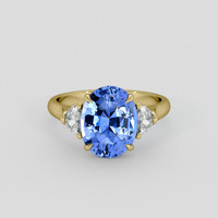 4.04 Ct. Blue Sapphire Ring, 14K Yellow Gold 1
