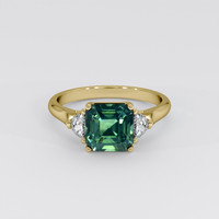 3.05 Ct. Bluish Green Sapphire Ring, 14K Yellow Gold 1