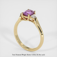 1.10 Ct. Purplish Pink Sapphire Ring, 14K Yellow Gold 2