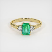 0.74 Ct. Emerald Ring, 18K Yellow Gold 1