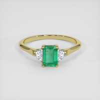 0.95 Ct. Emerald Ring, 18K Yellow Gold 1