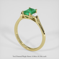 0.95 Ct. Emerald Ring, 18K Yellow Gold 2