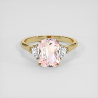 3.06 Ct. Peach Sapphire Ring, 18K Yellow Gold 1