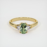1.14 Ct. Yellowish Green Sapphire Ring, 18K Yellow Gold 1