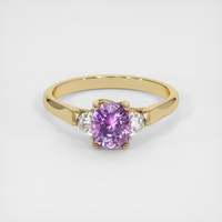 1.10 Ct. Purplish Pink Sapphire Ring, 18K Yellow Gold 1