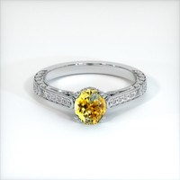 0.89 Ct. Orangish Yellow Sapphire Ring, Platinum 950 1