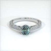 0.73 Ct. Bluish Green Sapphire Ring, 10K White Gold 1