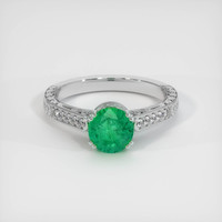 0.99 Ct. Emerald Ring, 18K White Gold 1