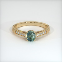 0.70 Ct. Bluish Green Sapphire Ring, 14K Yellow Gold 1