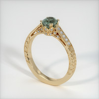 0.70 Ct. Bluish Green Sapphire Ring, 14K Yellow Gold 2