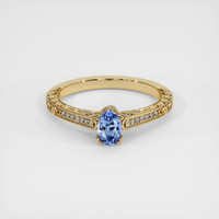 0.51 Ct. Blue Sapphire Ring, 18K Yellow Gold 1