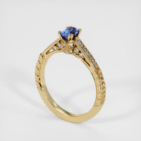 0.51 Ct. Blue Sapphire Ring, 18K Yellow Gold 2
