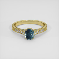 0.99 Ct. Greenish Blue Sapphire Ring, 18K Yellow Gold 1
