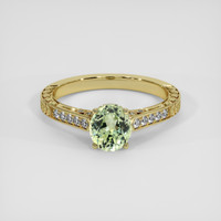 1.12 Ct. Yellowish Green Sapphire Ring, 18K Yellow Gold 1